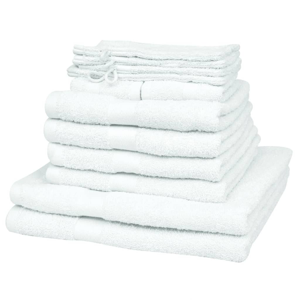 vidaXL Juego de toallas 12 piezas algodón 500 gsm blanco
