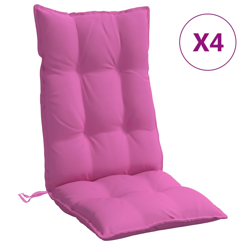 vidaXL Cojines para silla con respaldo alto 4 uds tela Oxford rosa
