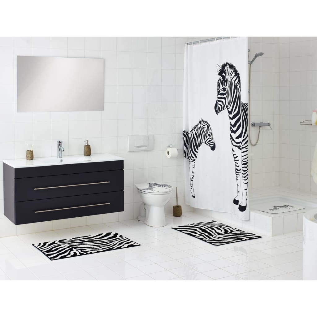 RIDDER Alfombrilla de ducha Zebra blanco y negro 38x72 cm
