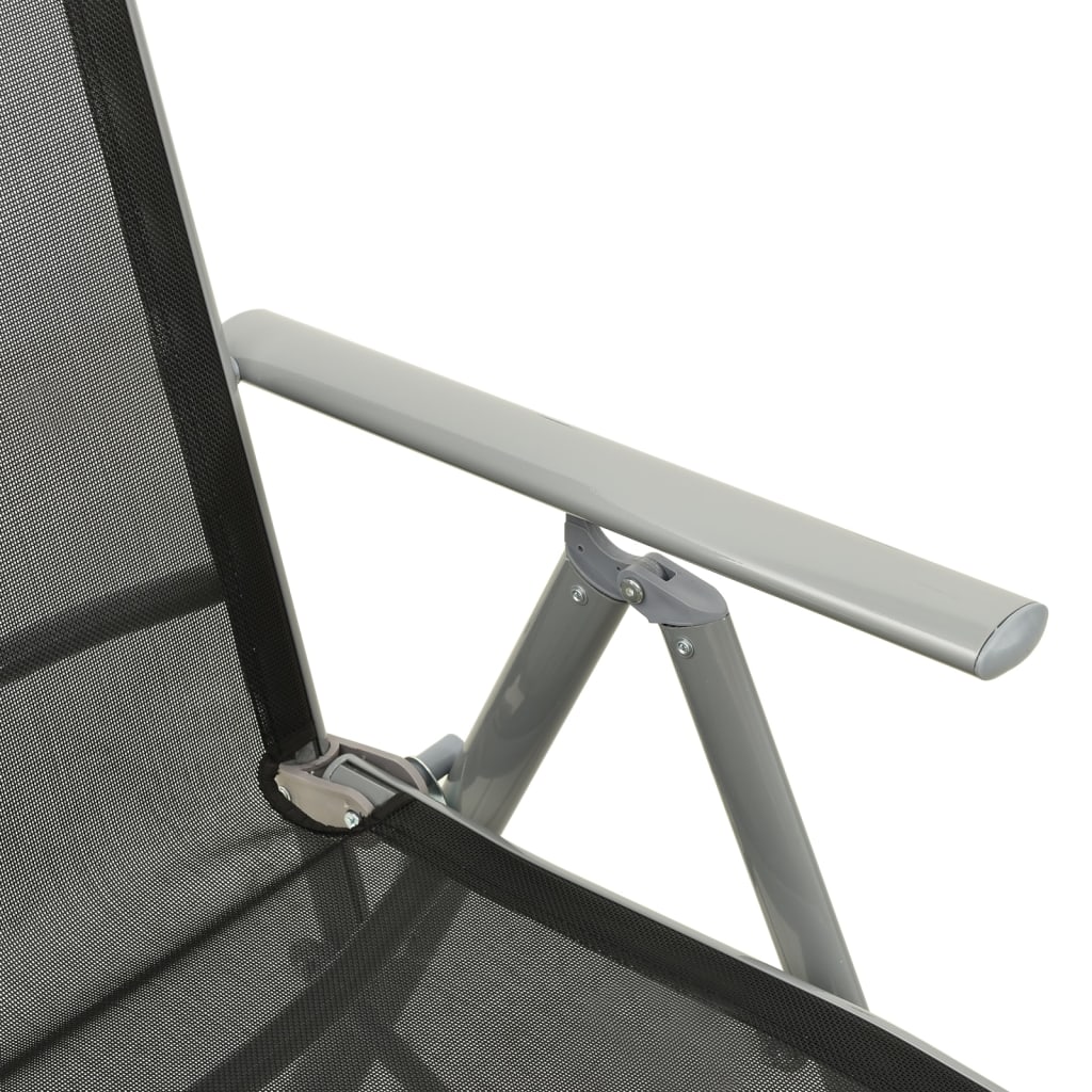 vidaXL Sillas de jardín reclinables 2 uds textileno aluminio plateado