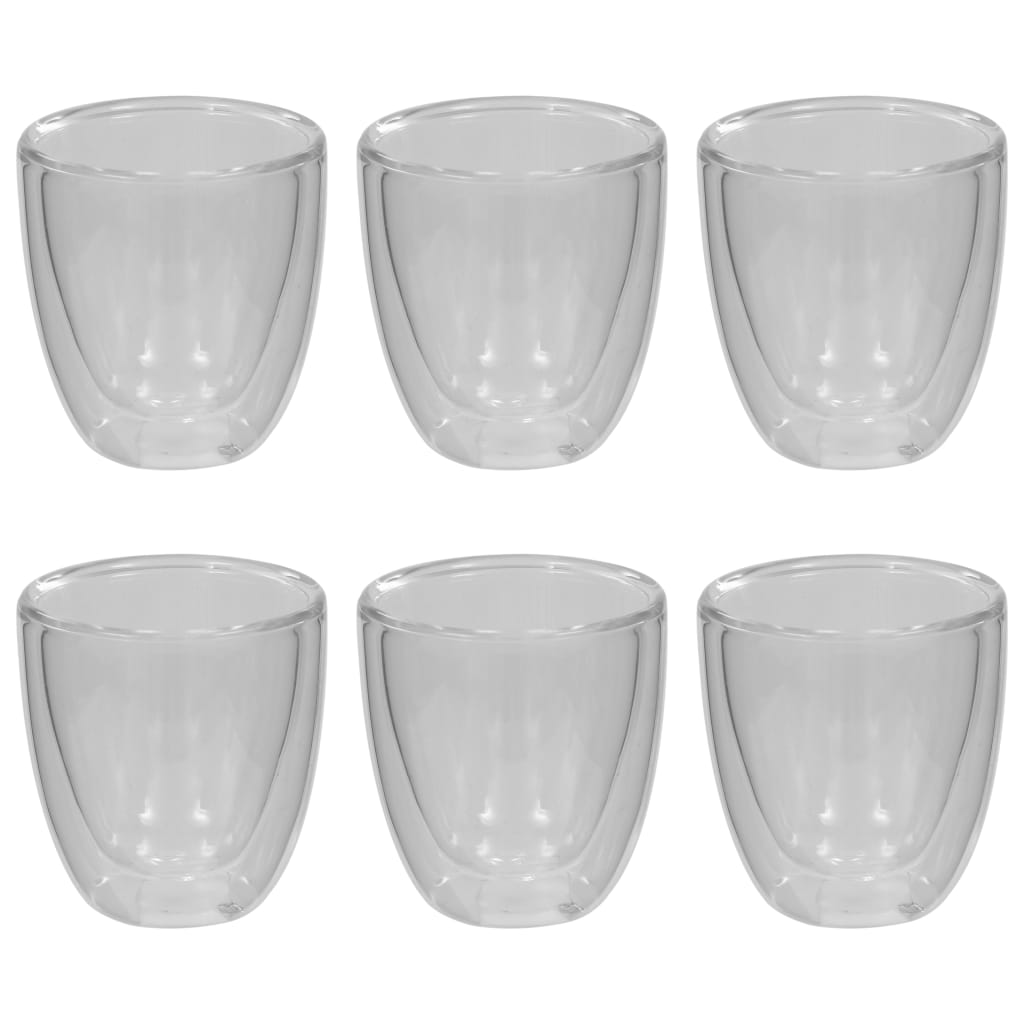 vidaXL Vasos de cristal térmico doble pared para café 6 uds 80 ml