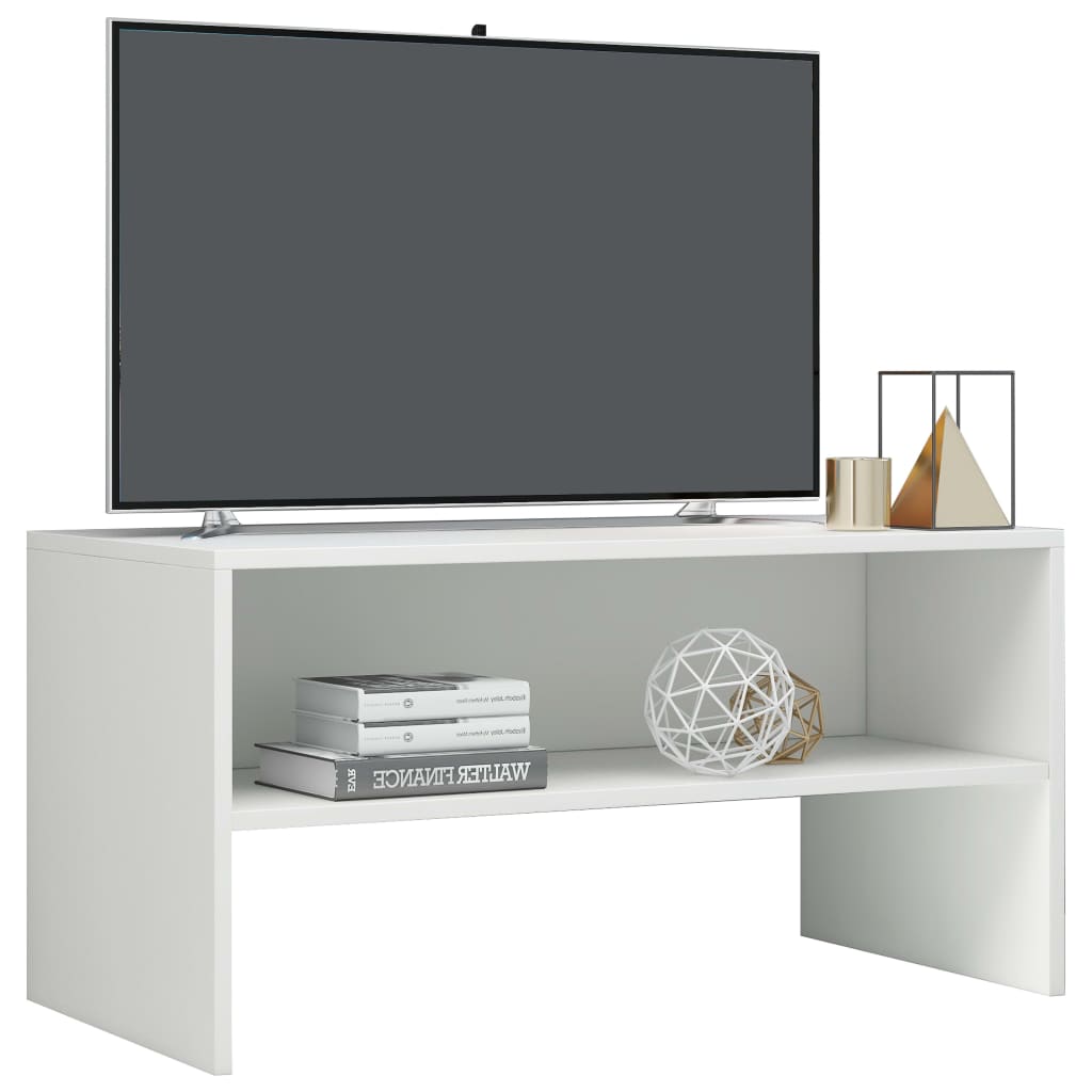 vidaXL Mueble de TV madera contrachapada blanco brillante 80x40x40 cm