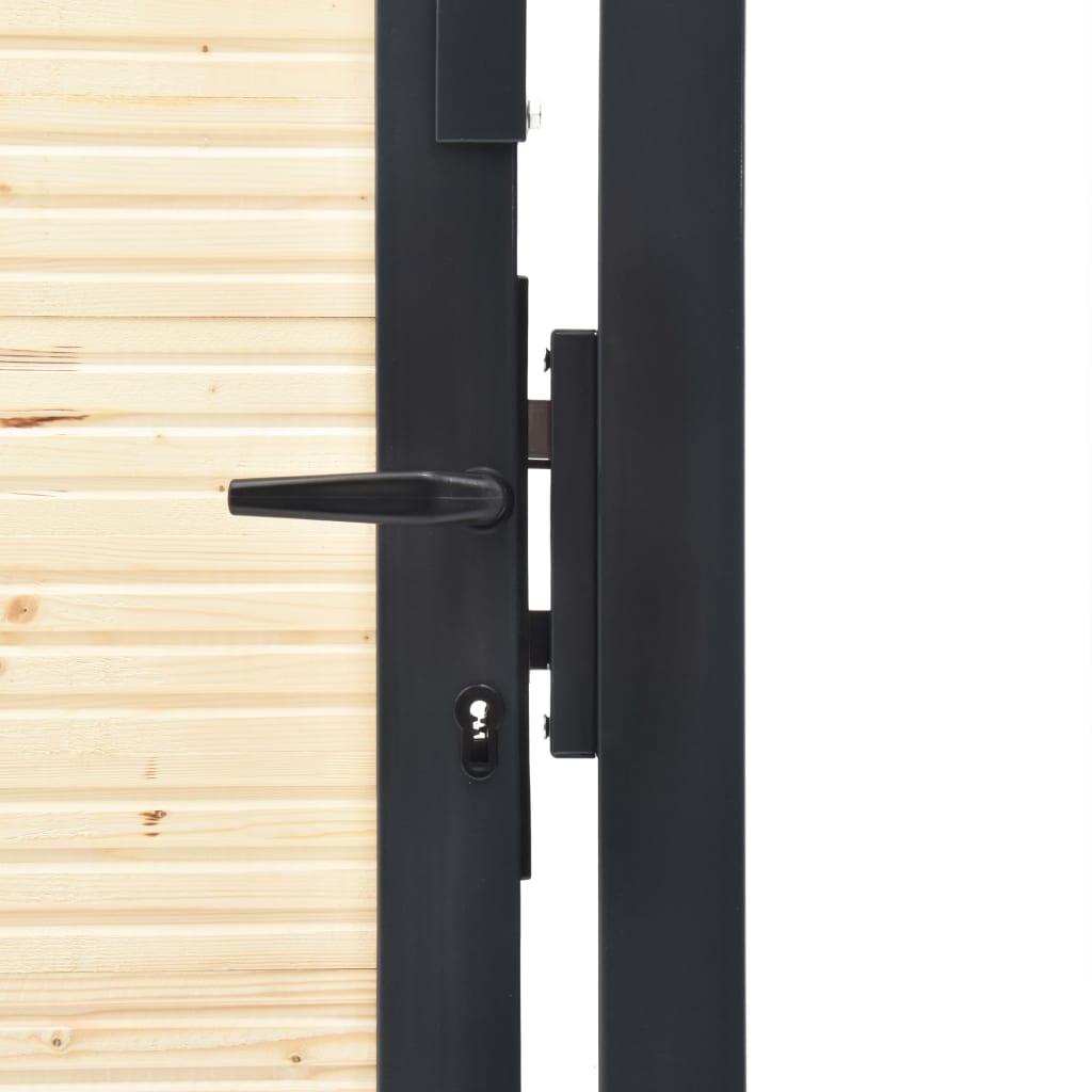 vidaXL Puerta de valla de acero y madera de abeto 513x150 cm