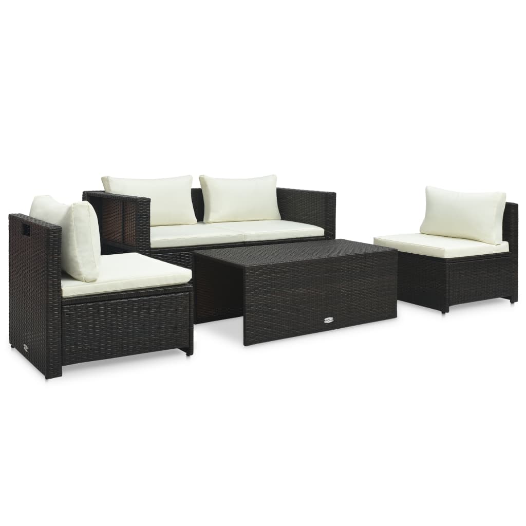 vidaXL Set muebles de jardín 6 piezas y cojines ratán sintético marrón