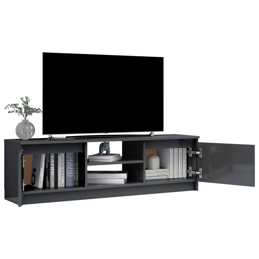 vidaXL Mueble de TV de aglomerado gris brillante 120x30x35,5 cm