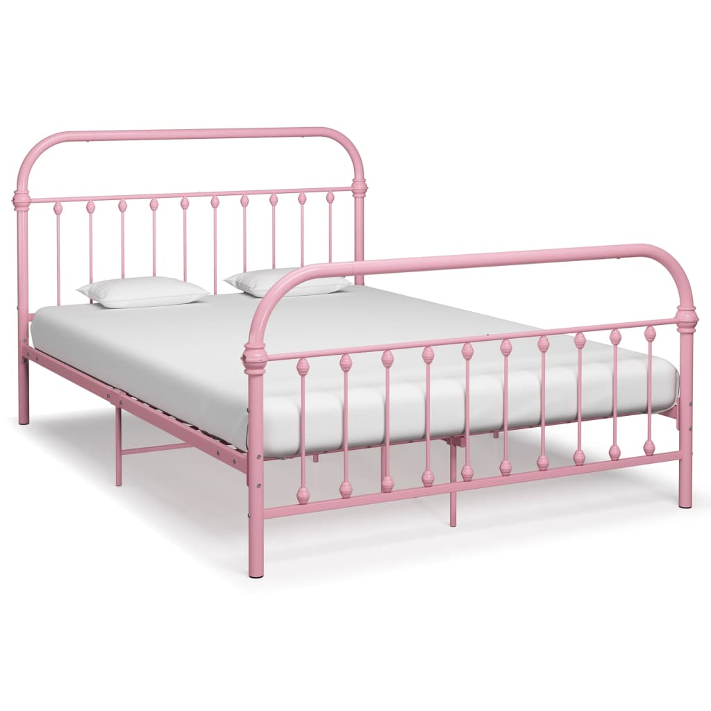 vidaXL Estructura de cama de metal rosa 140x200 cm