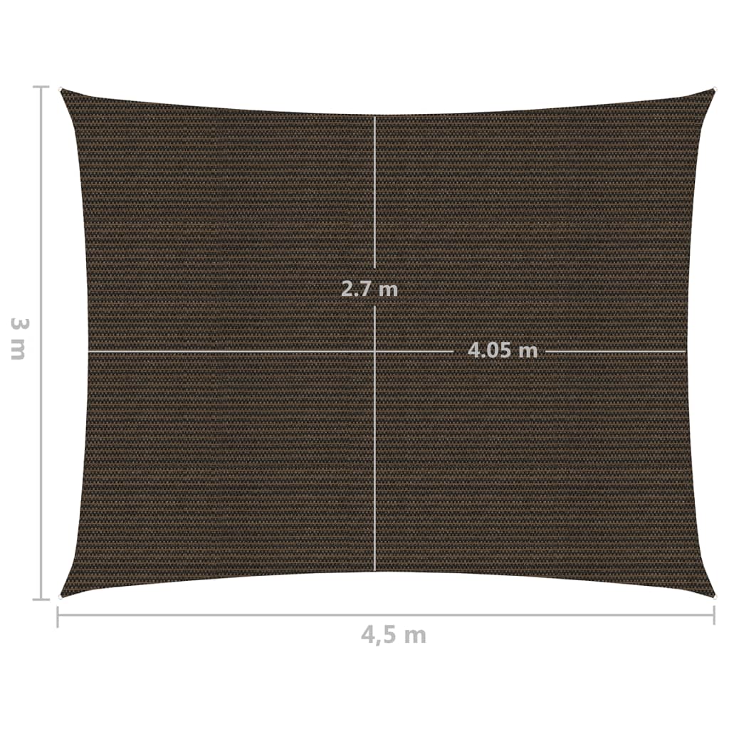vidaXL Toldo de vela HDPE marrón 160 g/m² 3x4,5 m