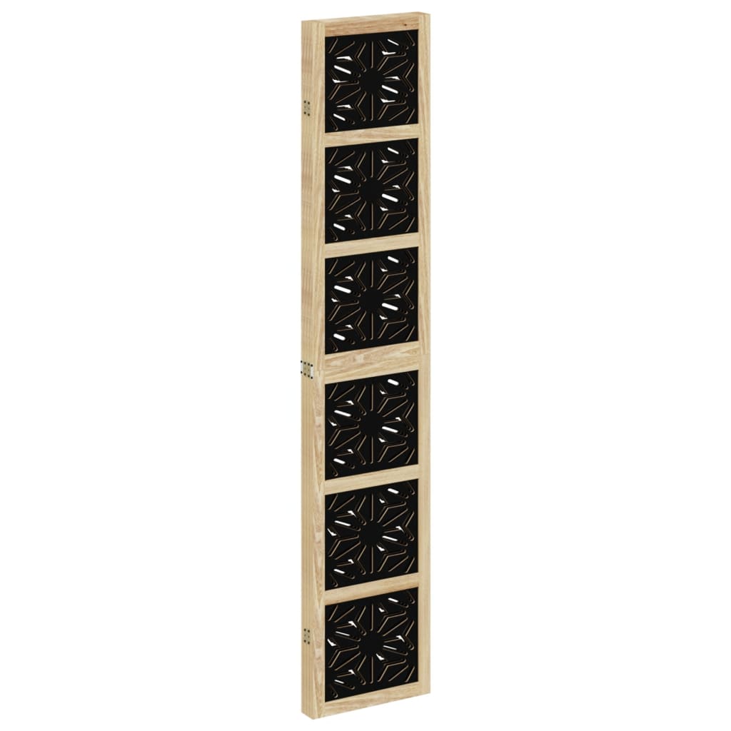 vidaXL Biombo separador 4 paneles madera maciza Paulownia marrón negro