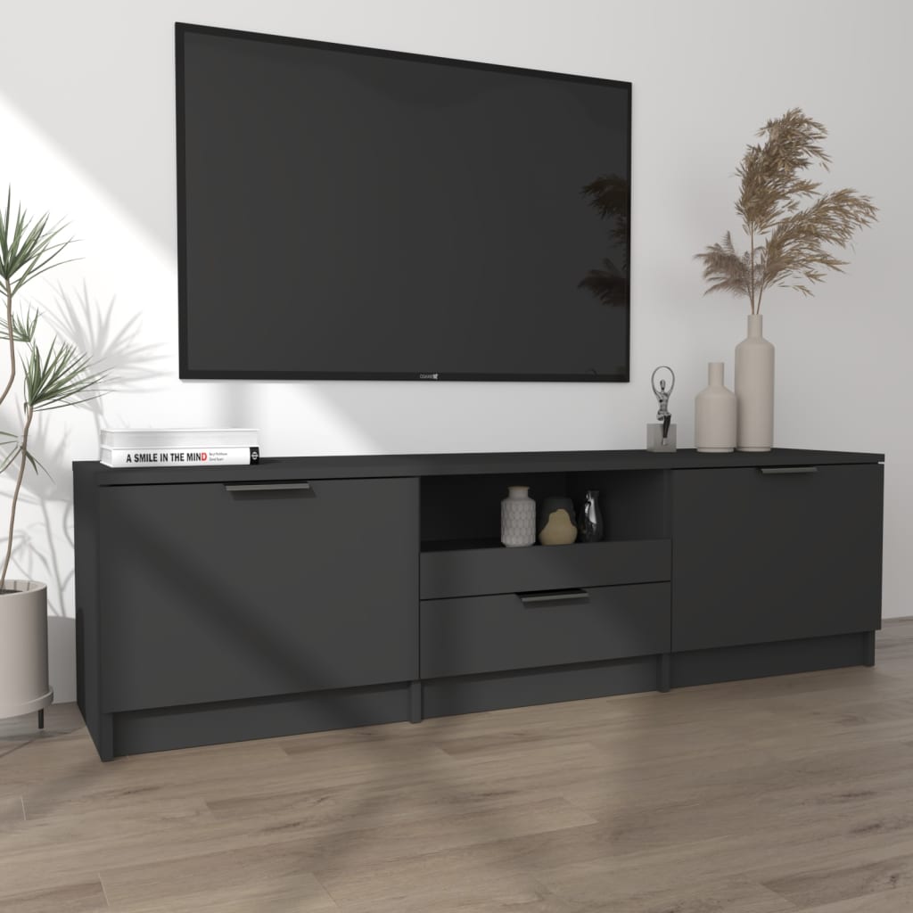 vidaXL Mueble para TV madera contrachapada negro 140x35x40 cm