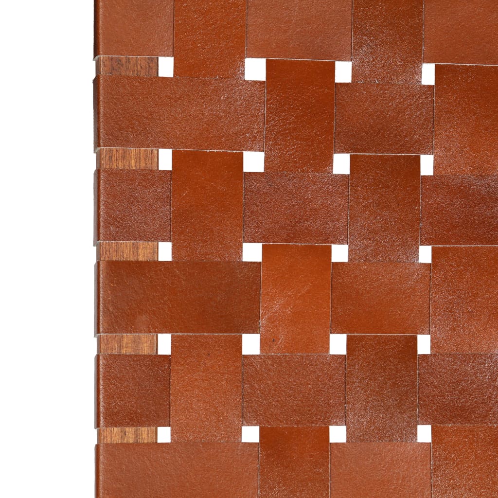vidaXL Silla plegable de tiras cruzadas de cuero auténtico marrón
