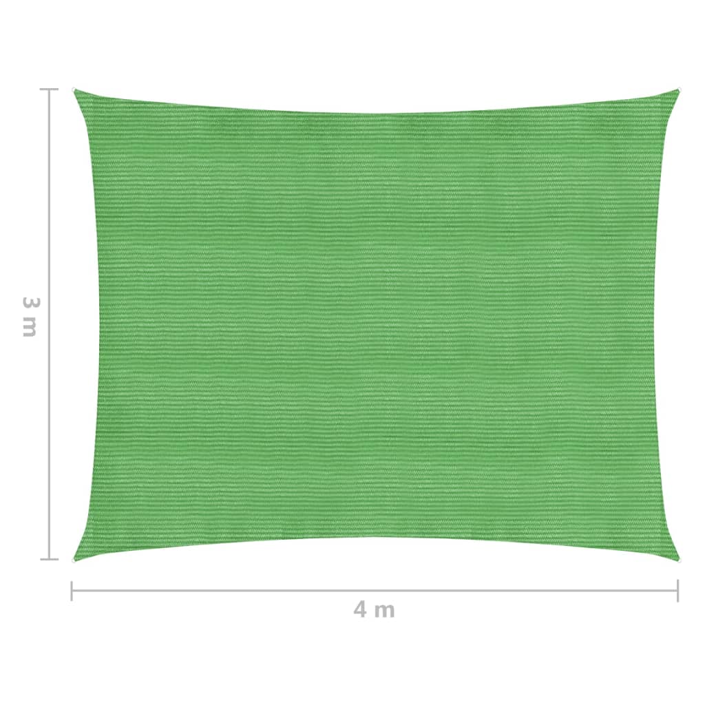 vidaXL Toldo de vela HDPE verde claro 160 g/m² 3x4 m