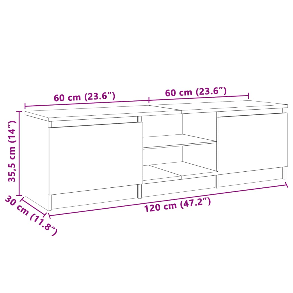 vidaXL Mueble de TV con luces LED roble ahumado 120x30x35,5 cm