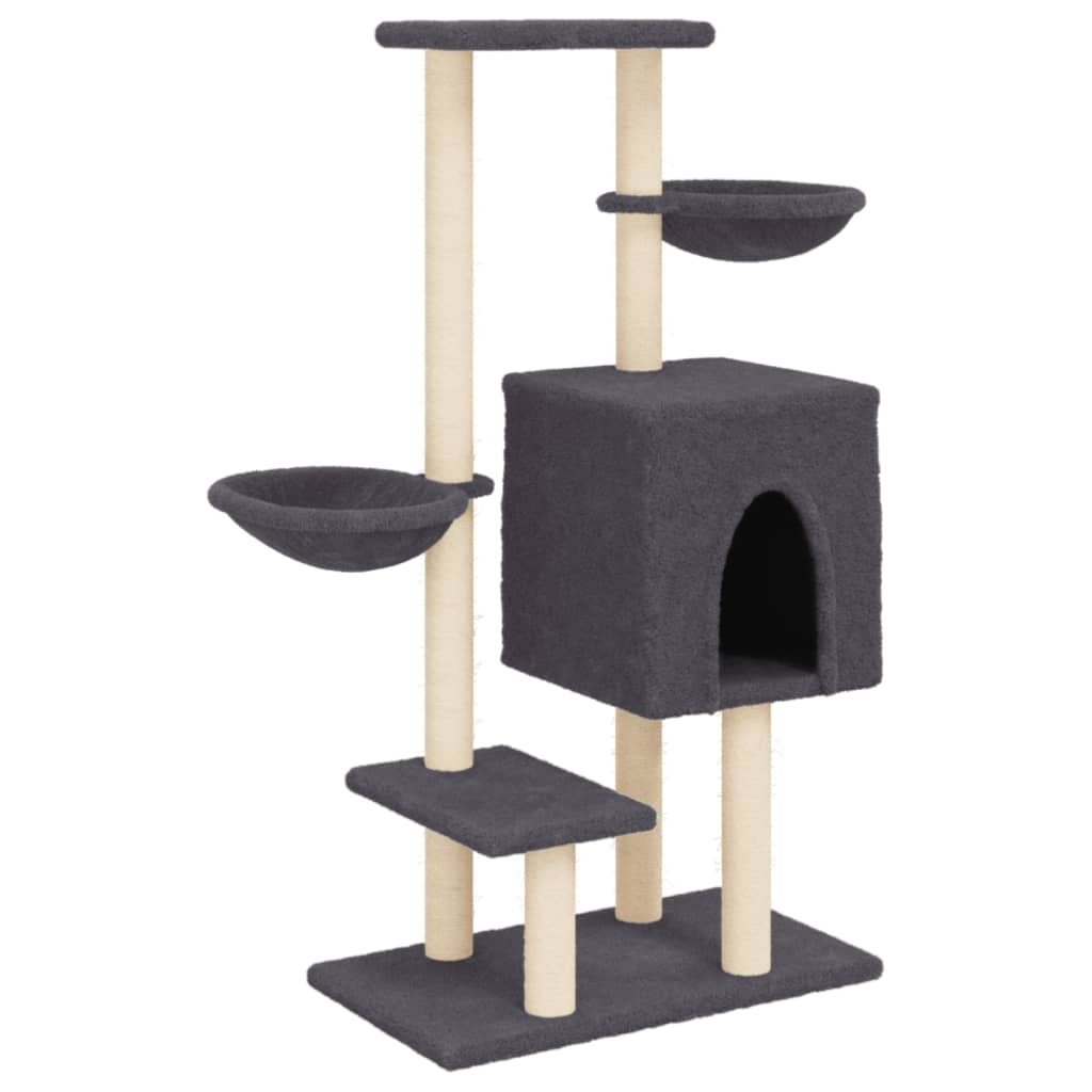 vidaXL Rascador para gatos con postes de sisal gris oscuro 117 cm