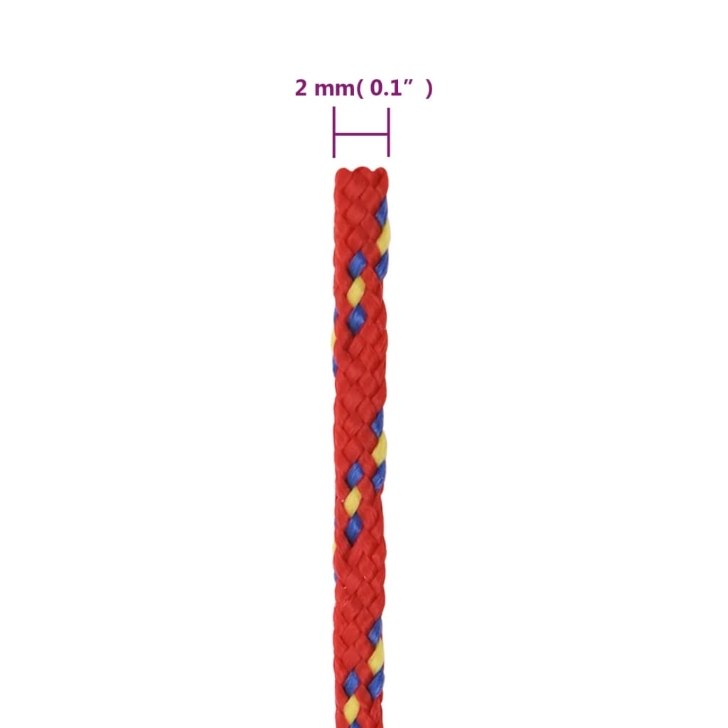vidaXL Cuerda de barco polipropileno rojo 2 mm 25 m