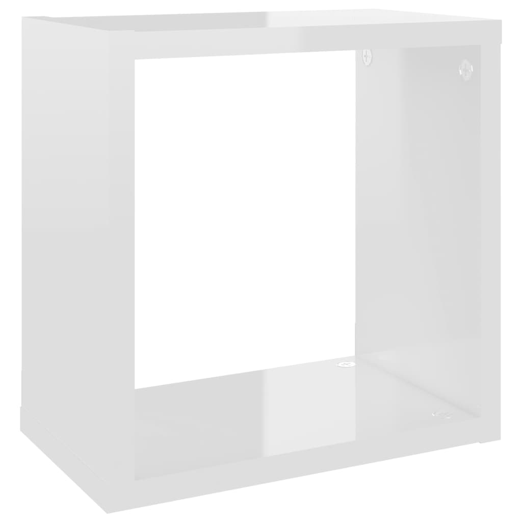 vidaXL Estantes cubos pared 6 uds blanco brillo 26x15x26 cm