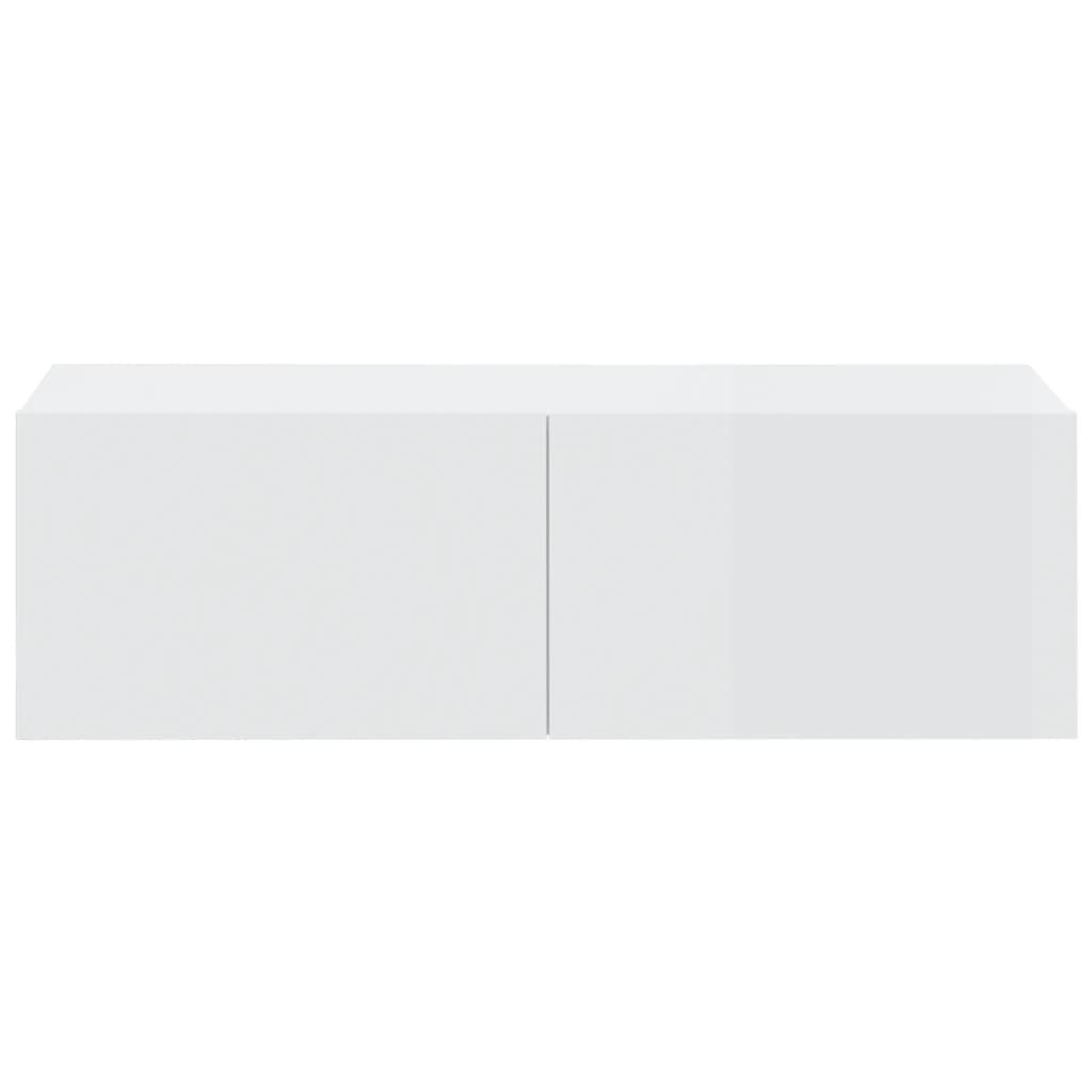 vidaXL Mueble de TV pared 2 uds madera blanco brillante 100x30x30 cm