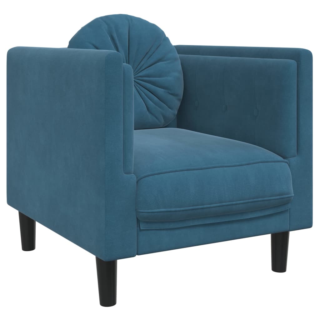 vidaXL Juego de sofás con cojines 3 piezas terciopelo azul
