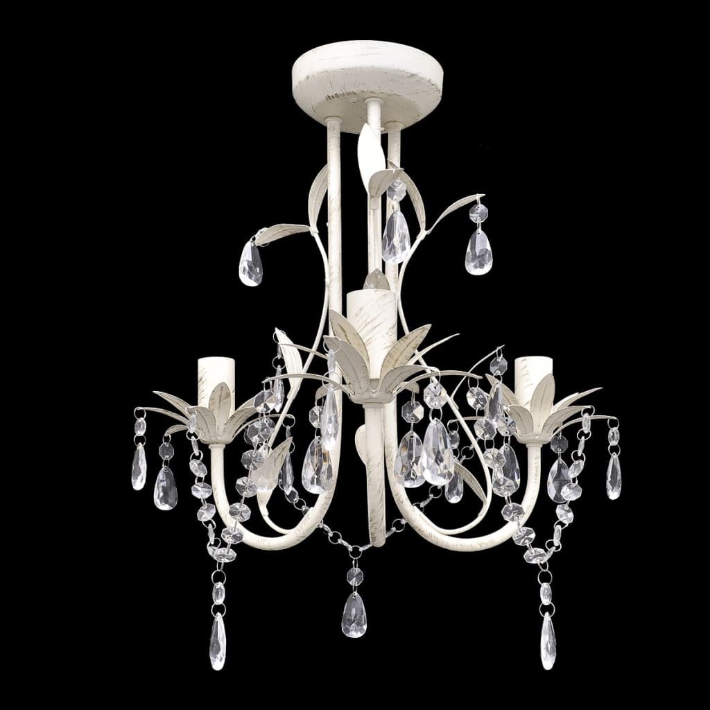 vidaXL Lámparas de araña de cristal 4 unidades blanco elegante