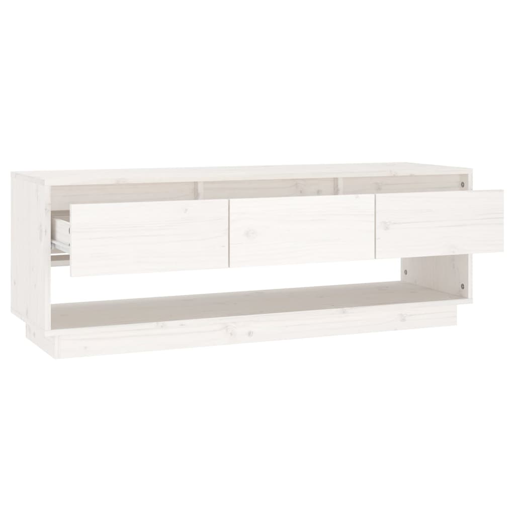 vidaXL Mueble de TV de madera maciza de pino blanco 110,5x34x40 cm