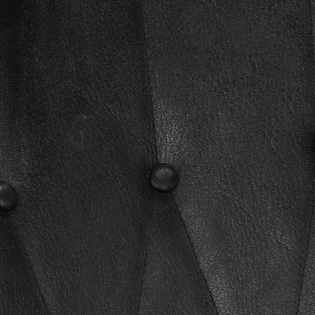 vidaXL Mecedora con taburete cuero auténtico negro