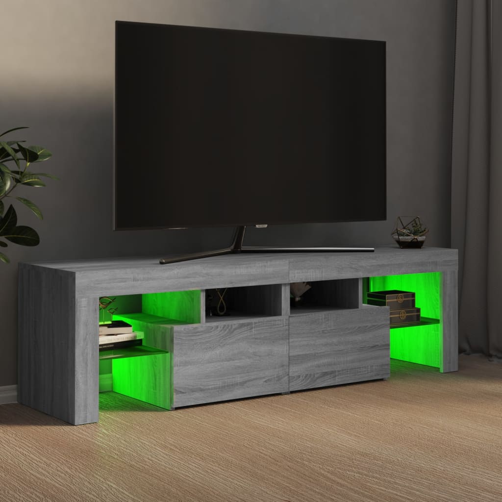 vidaXL Mueble de TV con luces LED gris Sonoma 140x36,5x40 cm