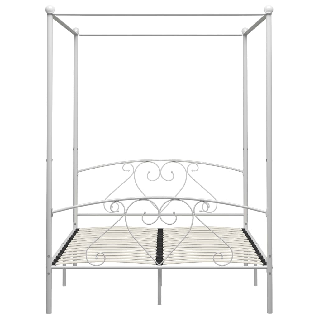 vidaXL Estructura de cama con dosel metal blanco 160x200 cm