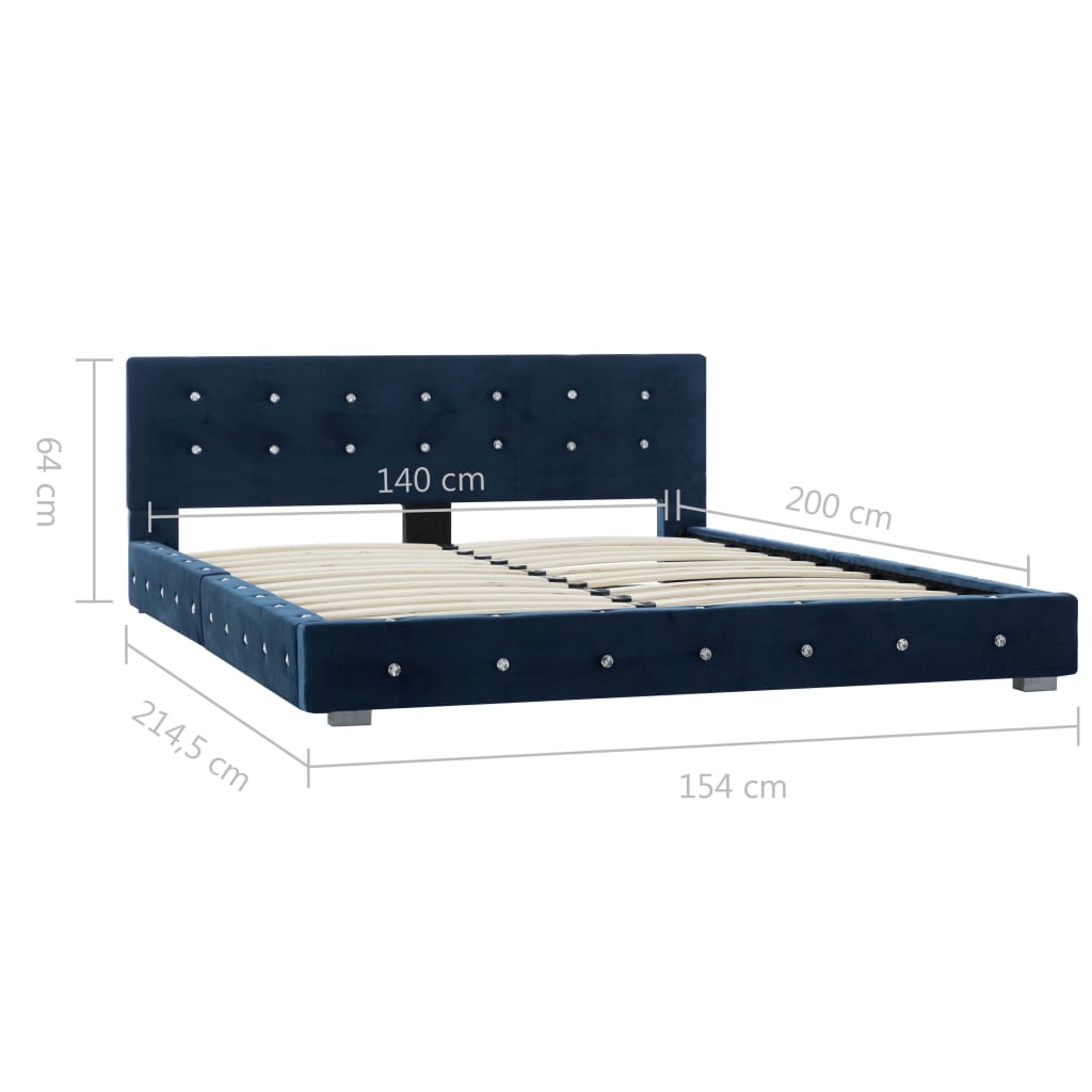 vidaXL Estructura de cama de terciopelo azul 140x200 cm