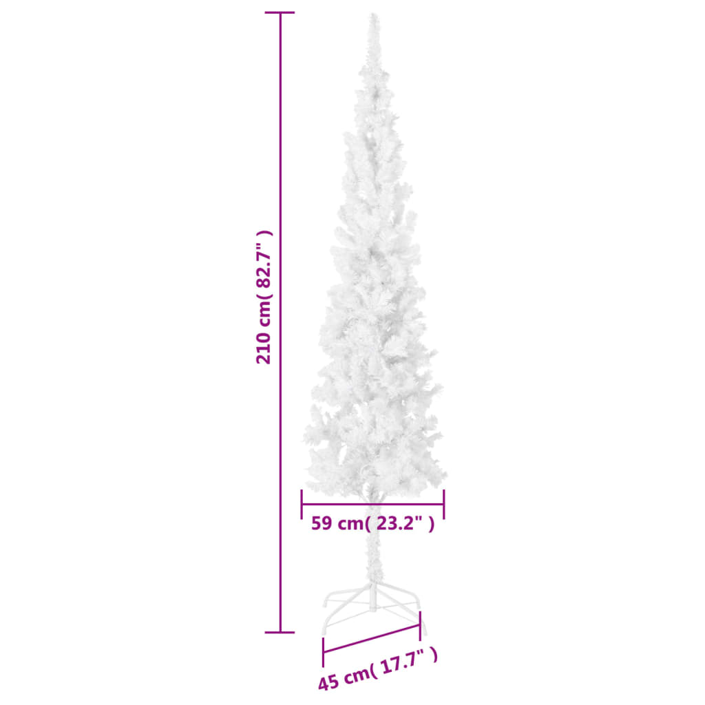 vidaXL Árbol de Navidad delgado blanco 210 cm