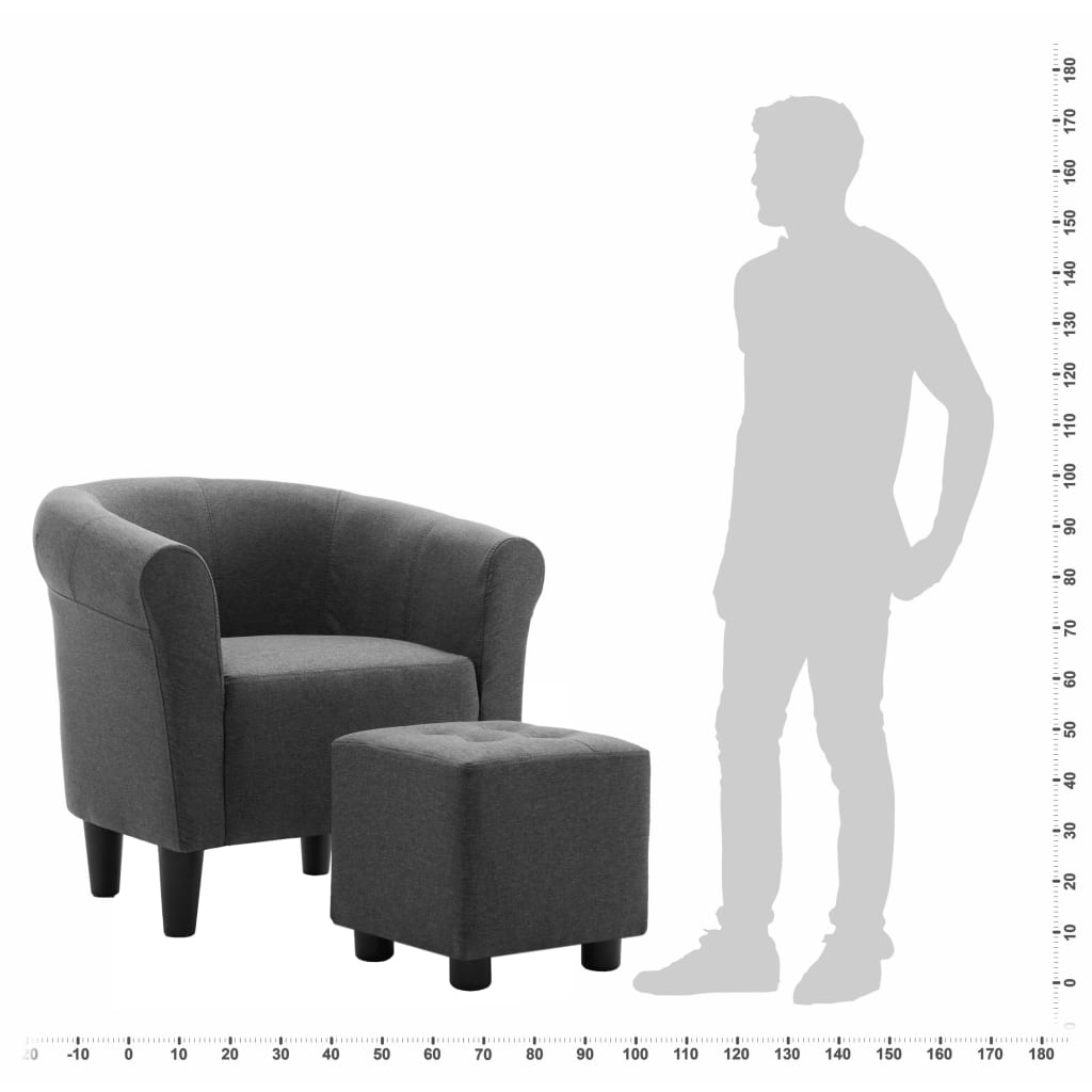 vidaXL Set de sillón con taburete reposapiés 2 piezas tela gris oscuro