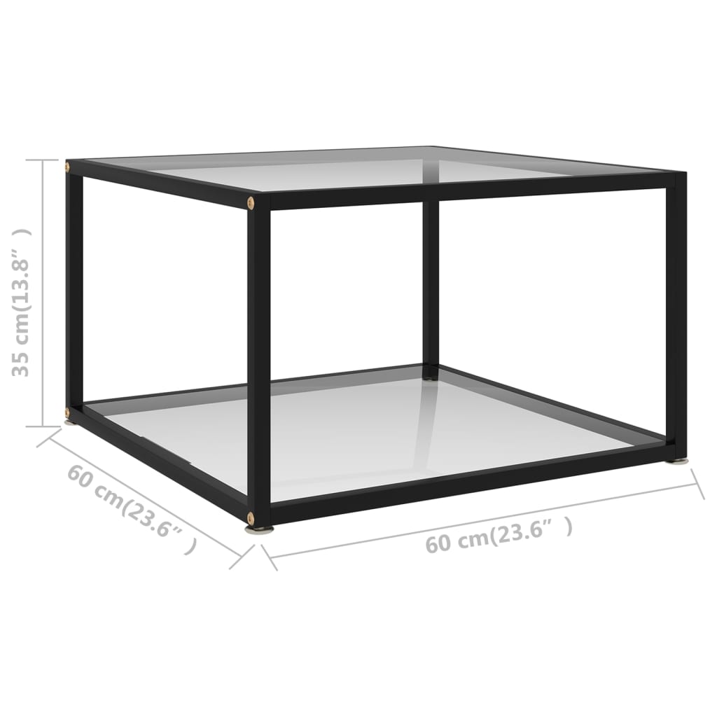 vidaXL Mesa de centro transparente vidrio templado 60x60x35 cm