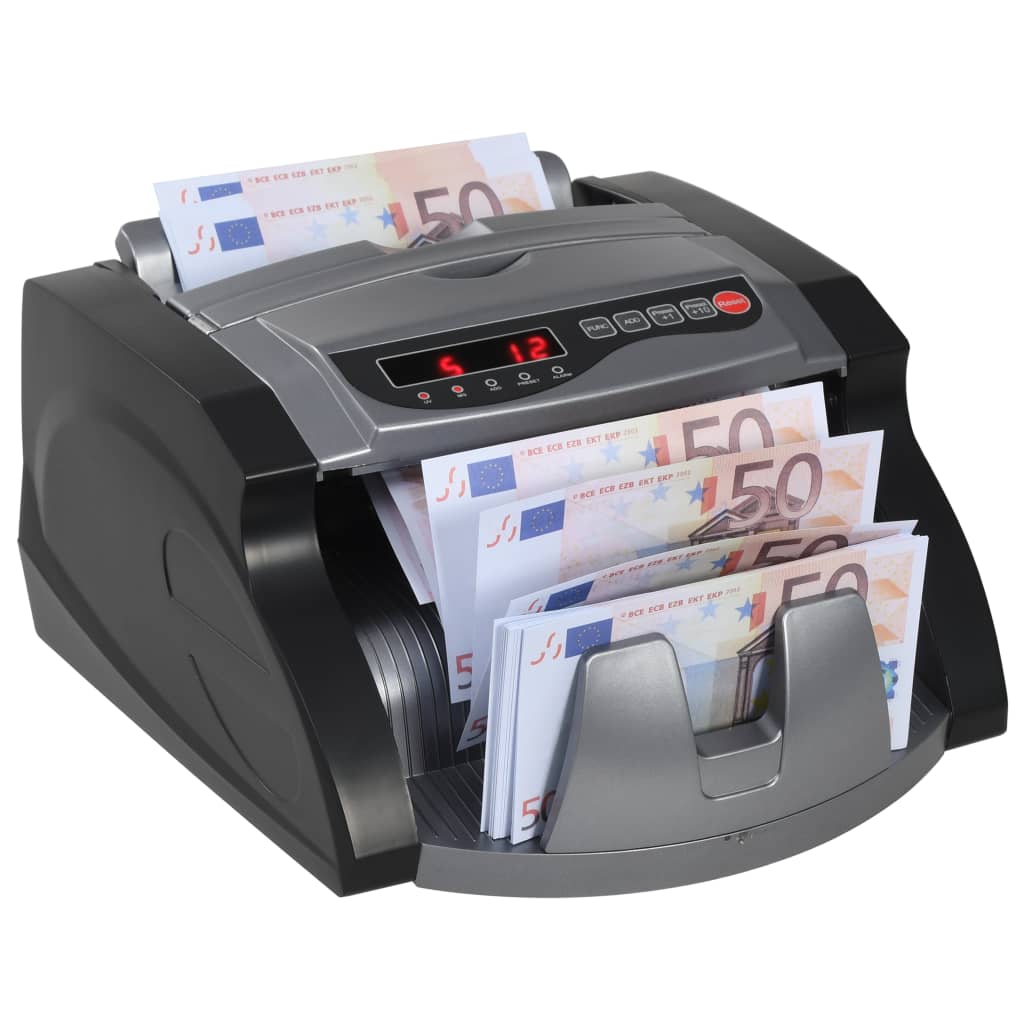 vidaXL Máquina de contar dinero de billetes negro y gris
