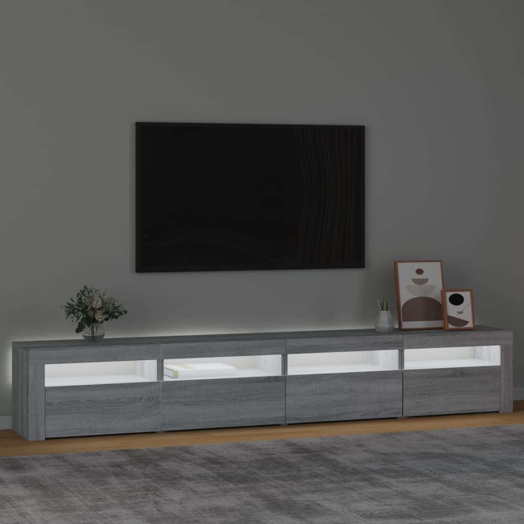 vidaXL Mueble de TV con luces LED gris Sonoma 240x35x40 cm