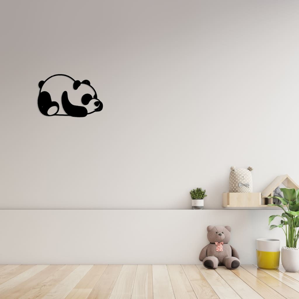 Homemania Adorno de pared Panda acero negro 50x35 cm