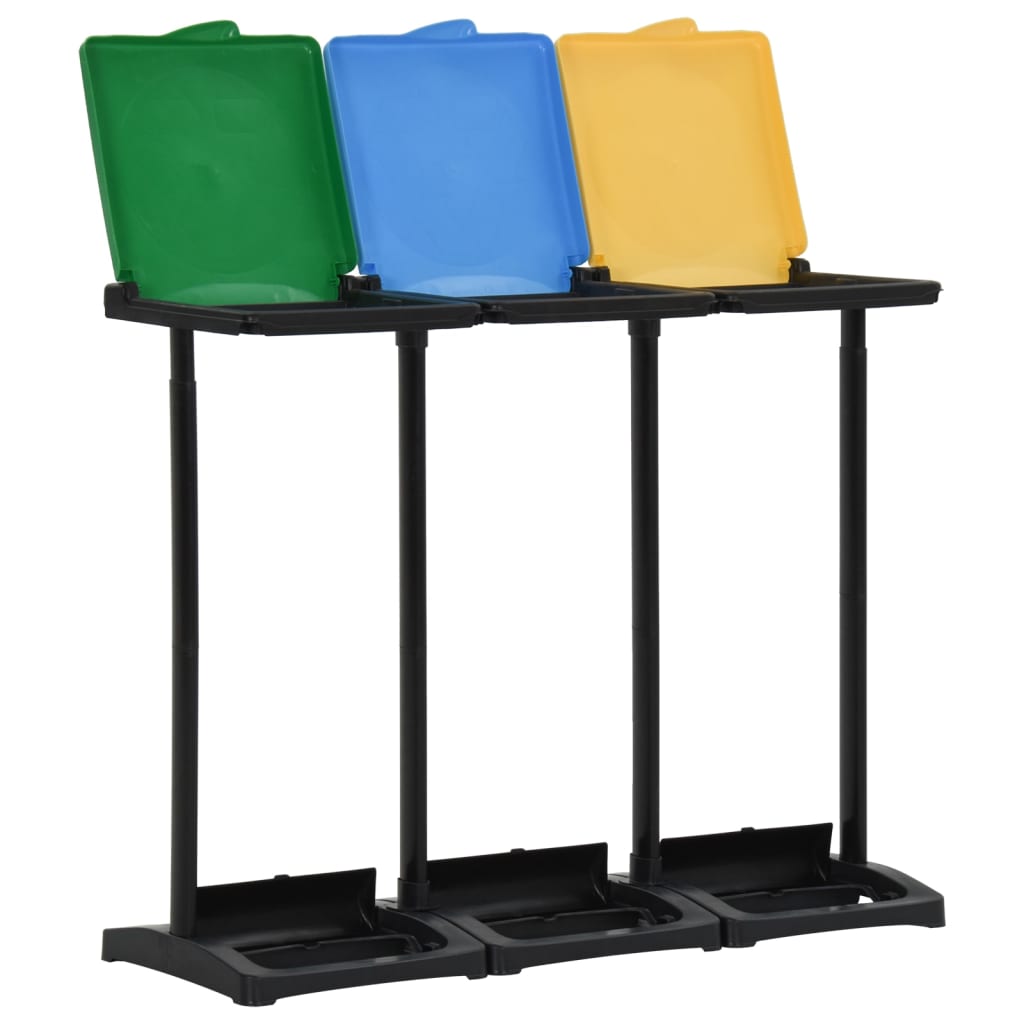vidaXL Soportes para bolsas de basura con tapa PP multicolor 240-330 L