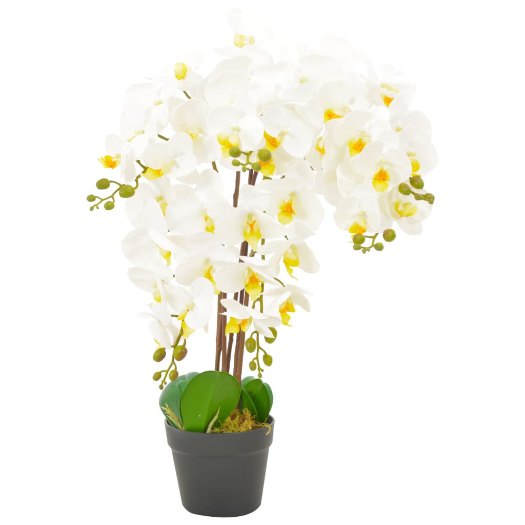 vidaXL Planta artificial orquídea con macetero blanco 60 cm