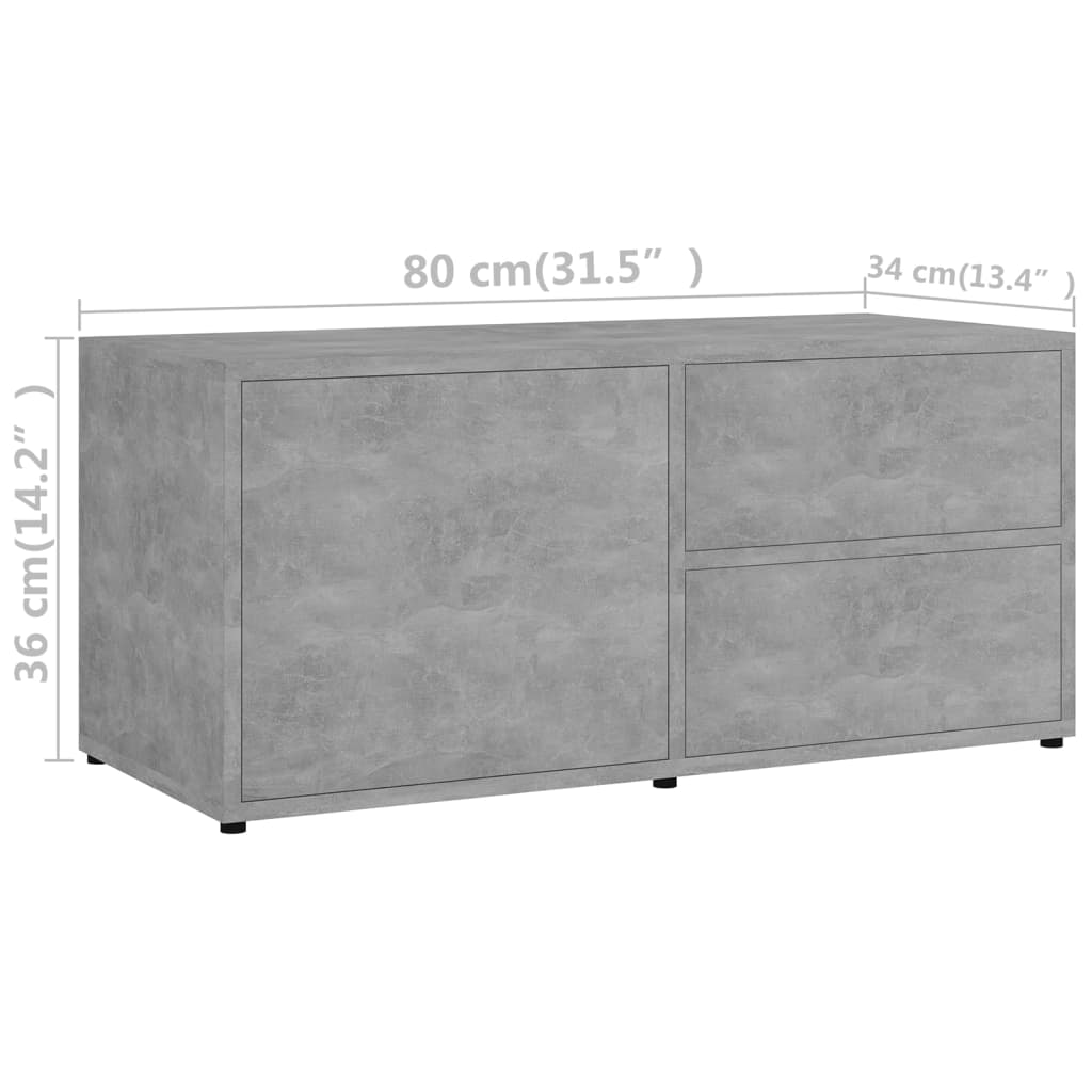 vidaXL Mueble para TV madera contrachapada gris hormigón 80x34x36 cm