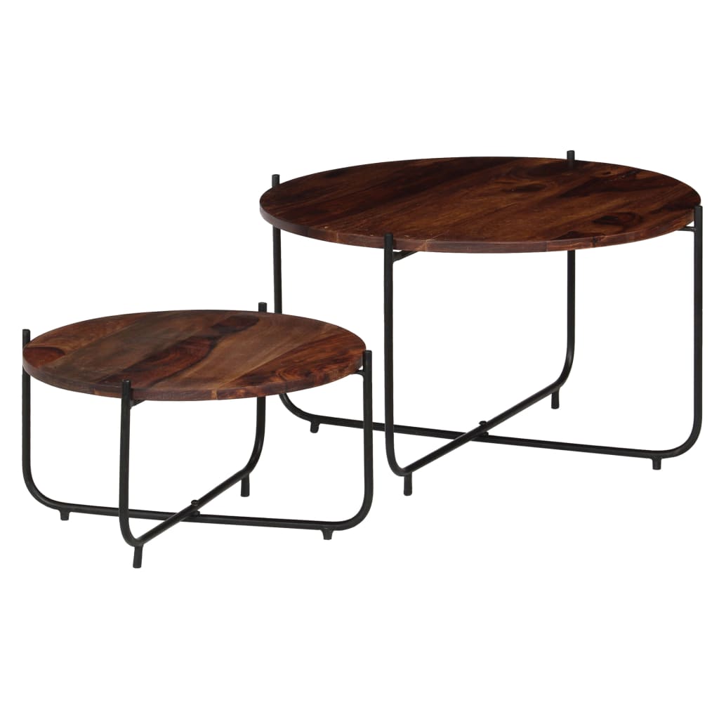vidaXL Set de mesas de centro 2 piezas madera maciza sheesham 60x35 cm