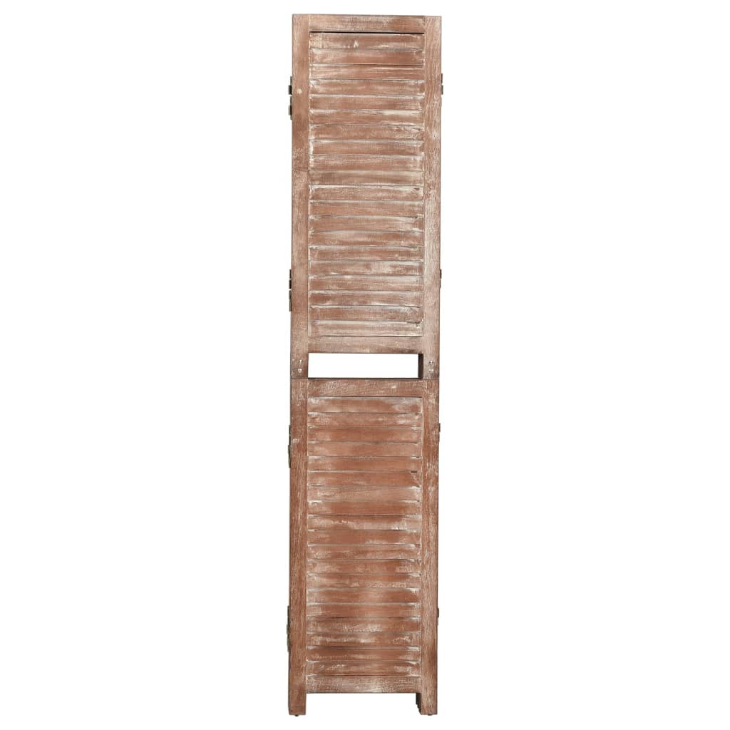 vidaXL Biombo de 6 paneles madera maciza de paulownia marrón 210x165cm