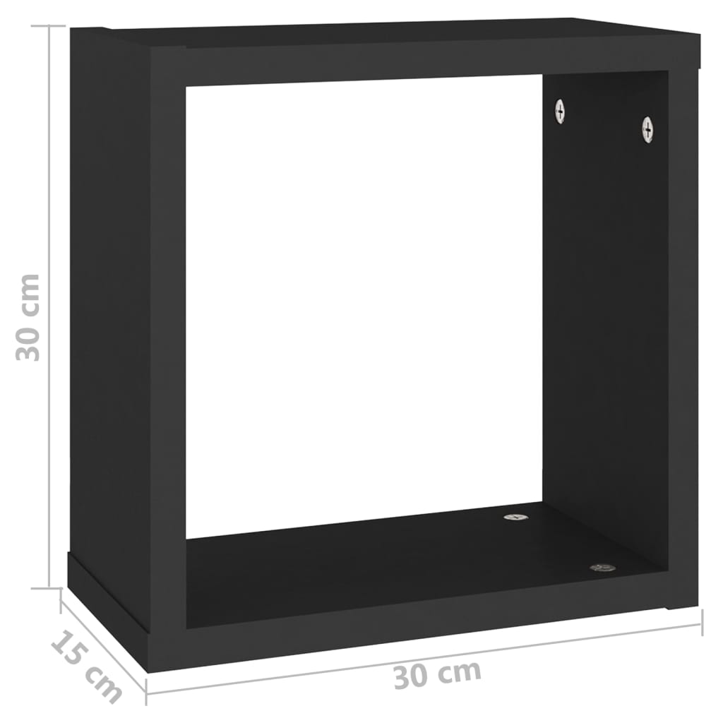 vidaXL Estante cubo pared 4 uds negro 30x15x30 cm