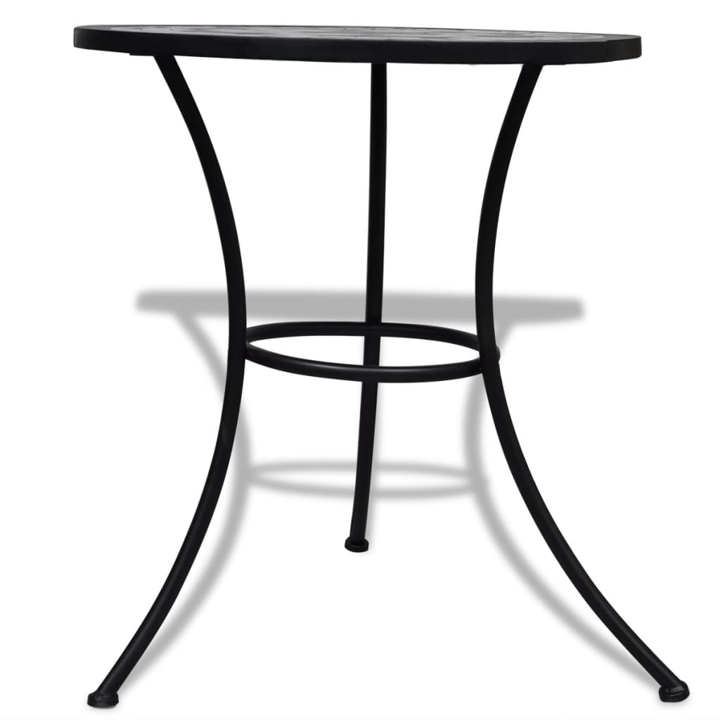 vidaXL Set de mesa y sillas de jardín 3 piezas mosaico blanco y negro