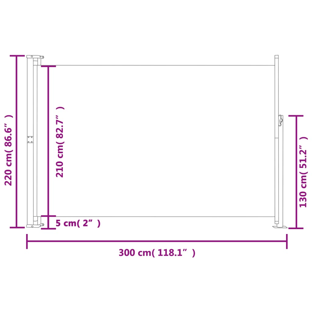 vidaXL Toldo lateral retráctil para patio negro 220x300 cm