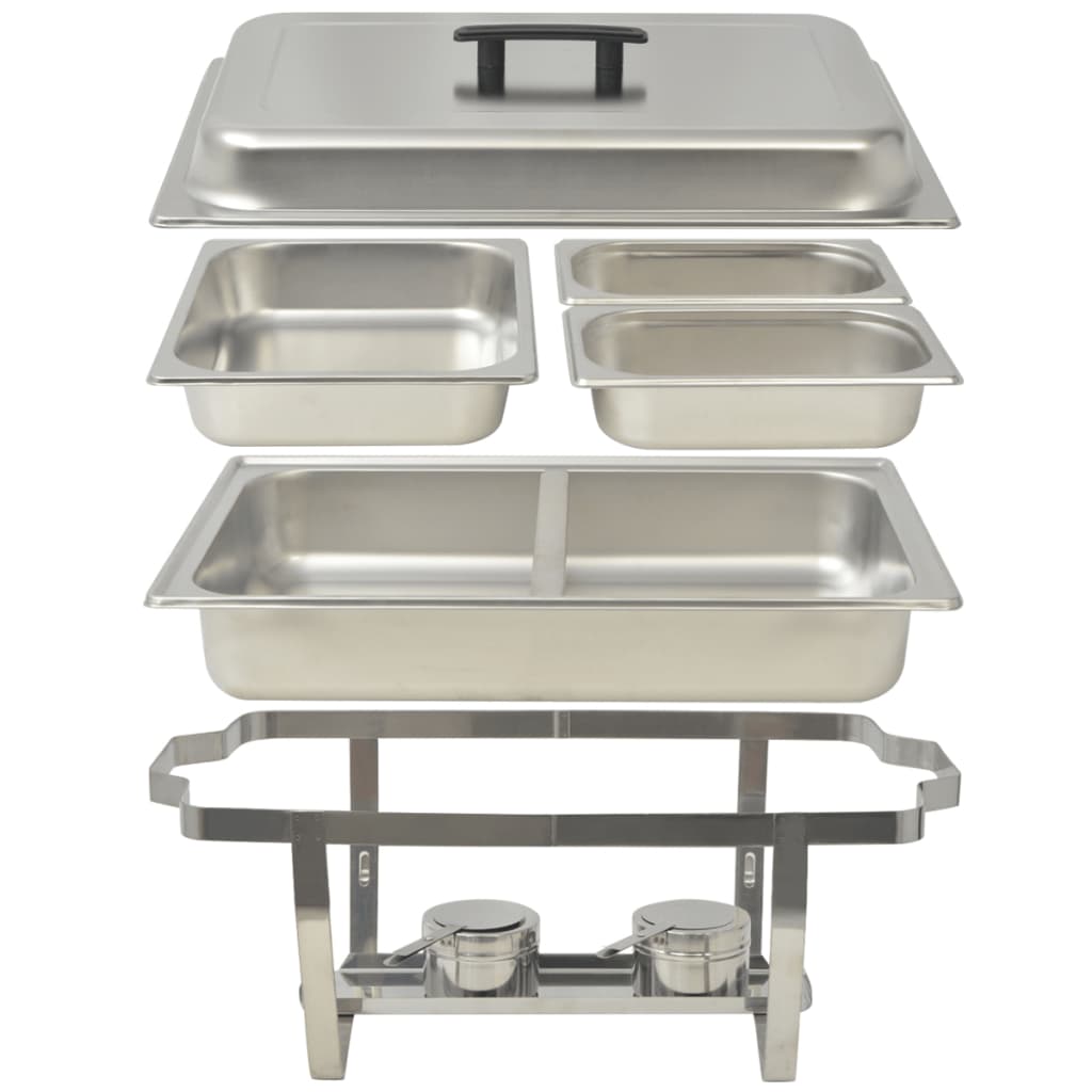 vidaXL Set calentador de comida para buffet 3 piezas acero |