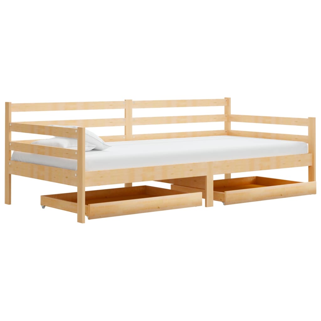 vidaXL Sofá cama con cajones madera de pino maciza 90x200 cm