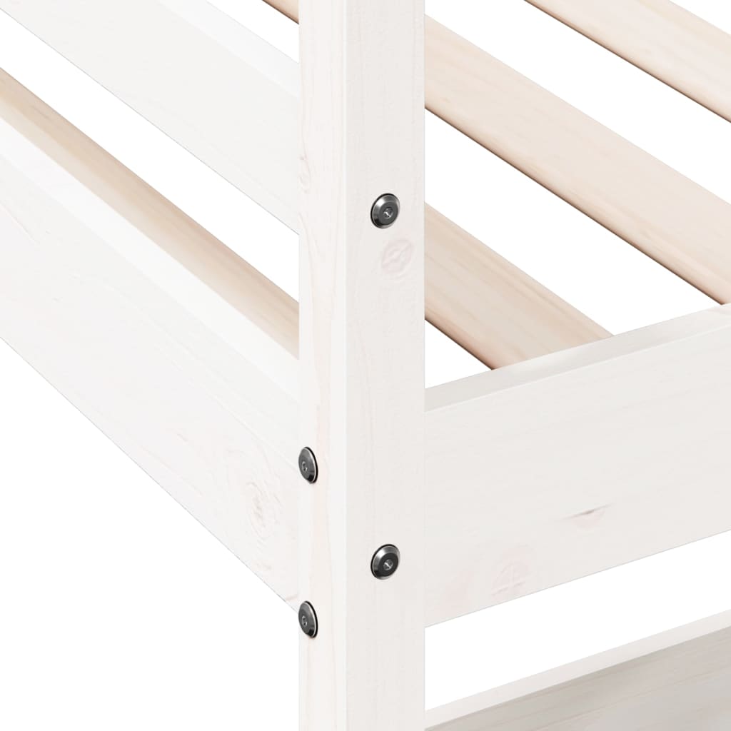 vidaXL Cama alta con escritorio madera maciza pino blanca 75x190 cm