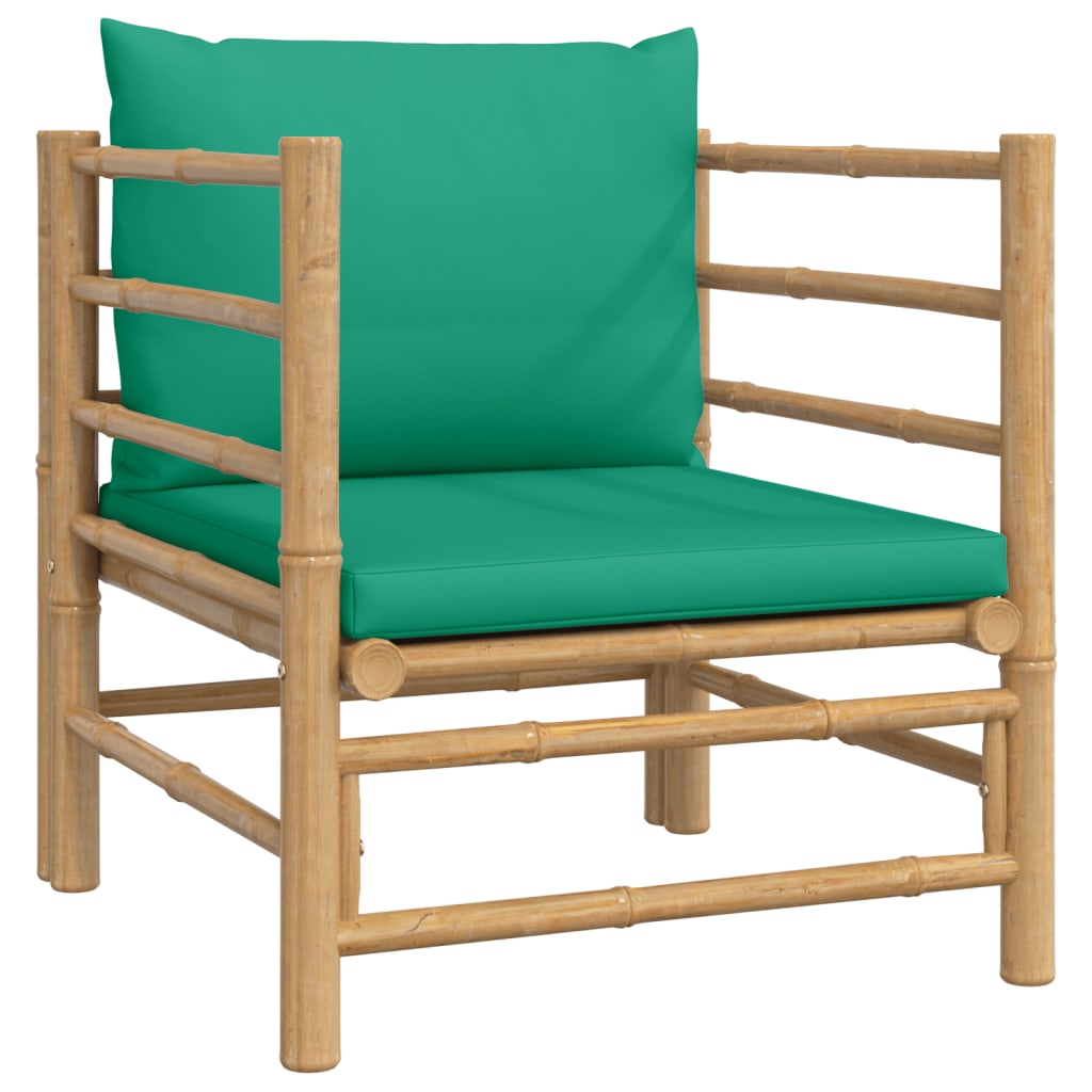 vidaXL Set de muebles de jardín 12 piezas bambú con cojines verde