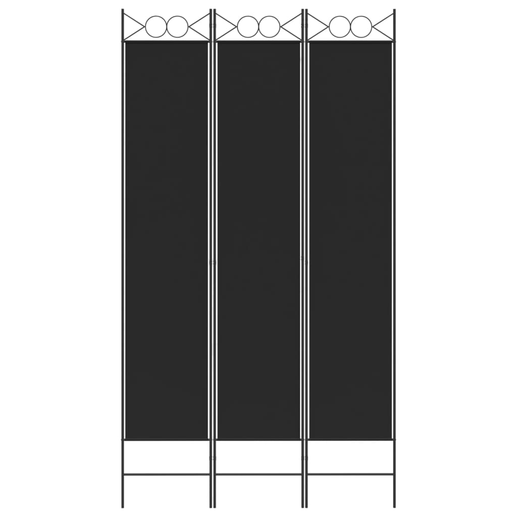 vidaXL Biombo divisor de 3 paneles de tela negro 120x220 cm