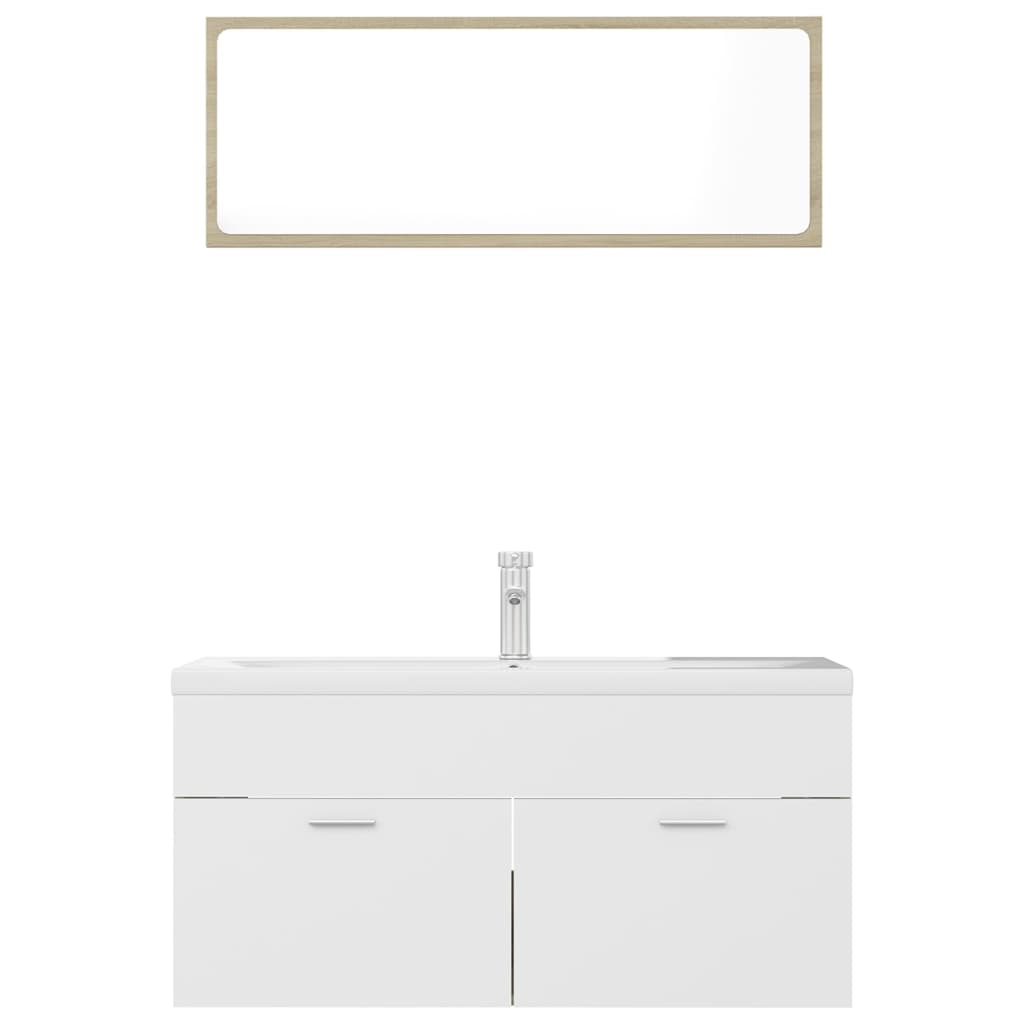 vidaXL Set de muebles de baño madera ingeniería blanco y roble Sonoma