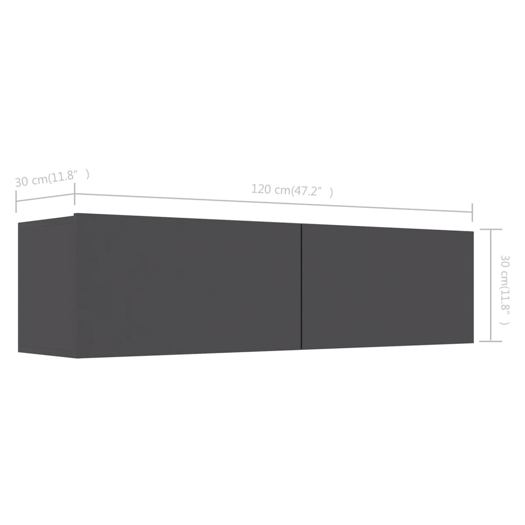 vidaXL Mueble para TV madera contrachapada gris 120x30x30 cm