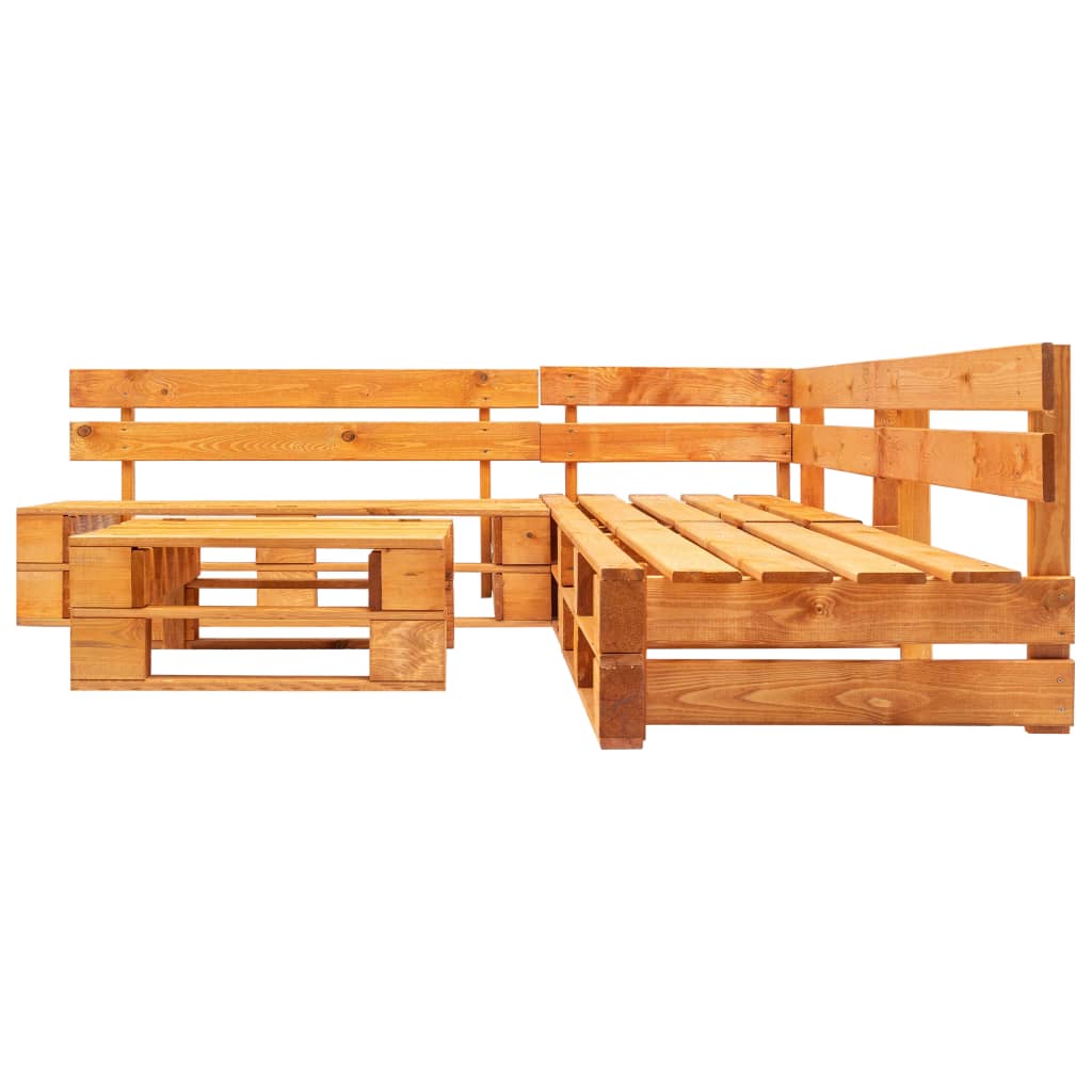 vidaXL Set de muebles de palets de jardín 4 pzas madera marrón miel