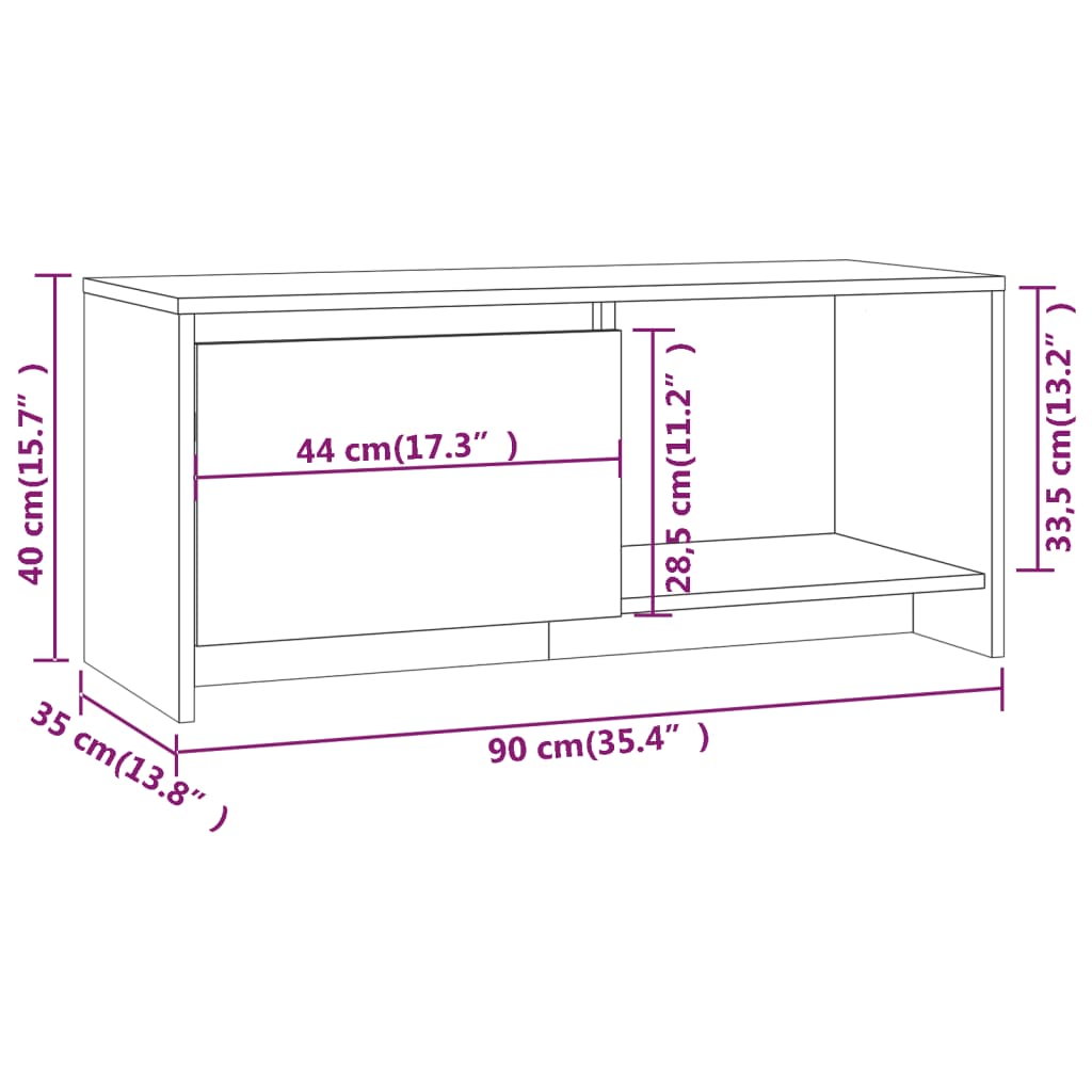 vidaXL Mueble de TV madera contrachapada blanco brillante 90x35x40 cm